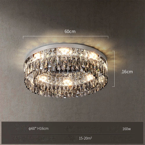 plafonnier led cristal doré chromé intensité variable design moderne - vue 19 sur 18