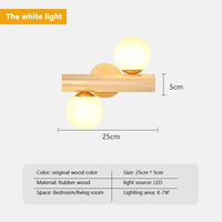 applique murale led nordique en verre et bois réglable moderne