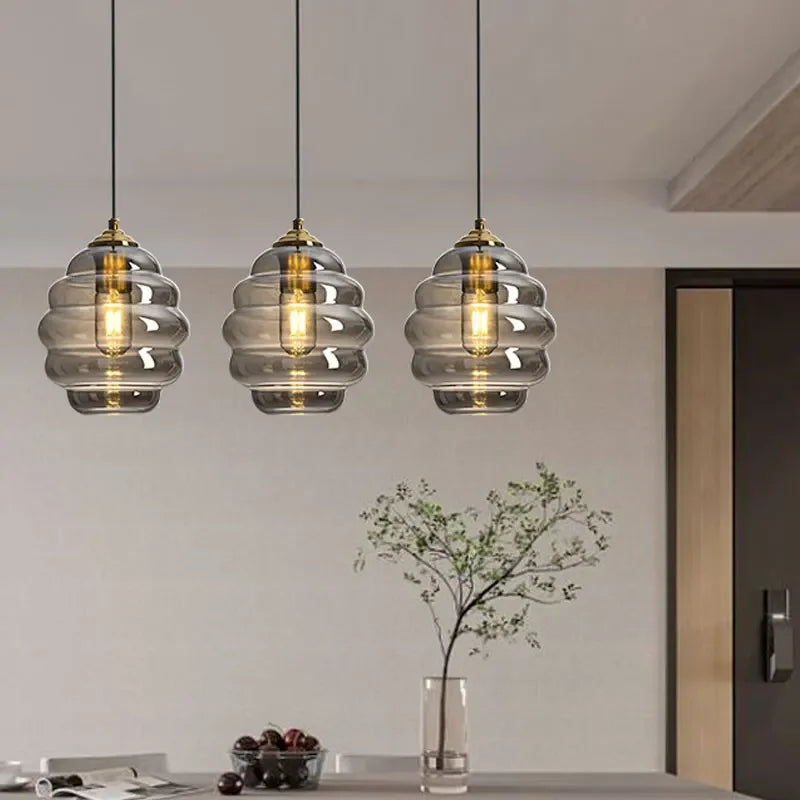lustre moderne en verre pour cuisine et restaurant - vue 4 sur 15