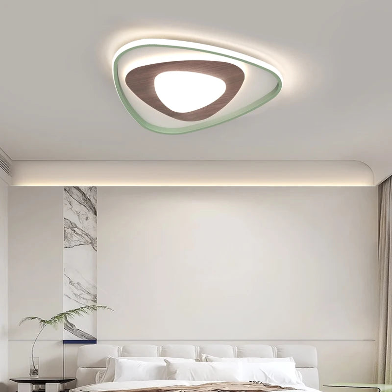lampe de salon minimaliste carrée à grains de bois - vue 7 sur 18