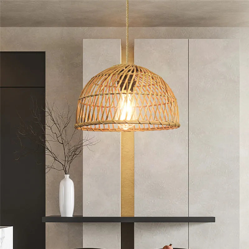 lustre en rotin tissé à la main avec led pour intérieur - vue 7 sur 6