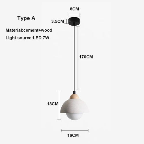 Japanese wabi-sabi style cement chandelier nordic minimalist design - vue 9 sur 8