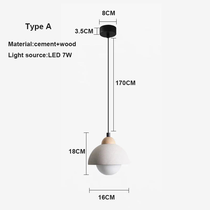 Japanese wabi-sabi style cement chandelier nordic minimalist design - vue 8 sur 8