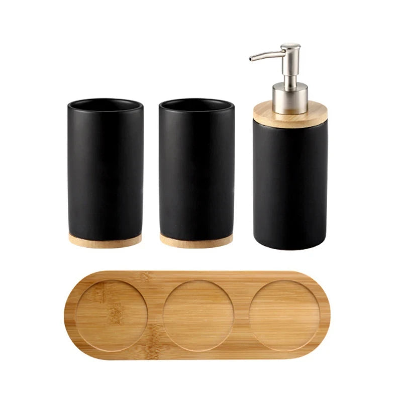 porte-brosse à dents en céramique style nordique avec base en bois - vue 20 sur 22
