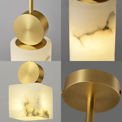 Suspension nordique en marbre et cuivre avec lumières led