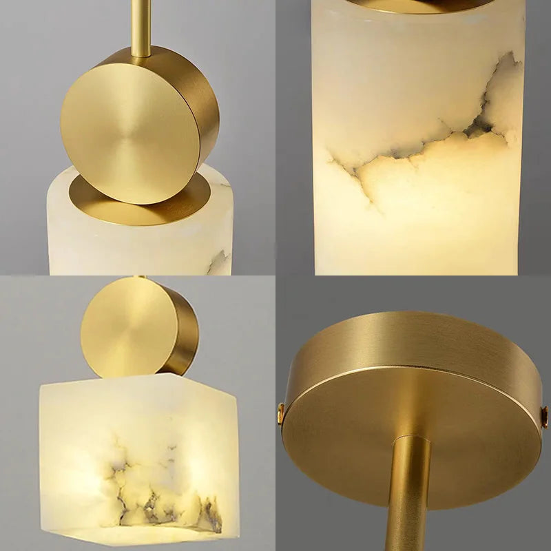 Suspension nordique en marbre et cuivre avec lumières led - vue 7 sur 10