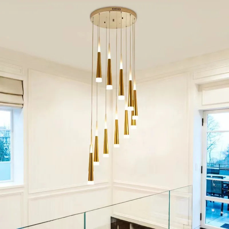 lustre led minimaliste moderne pour escalier duplex loft - vue 6 sur 17