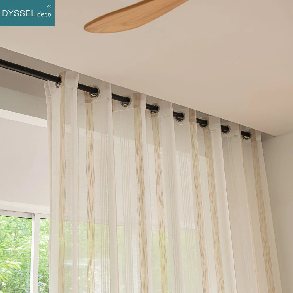 Voilage rideau rayé style moderne pour salon chambre - vue 5 sur 6