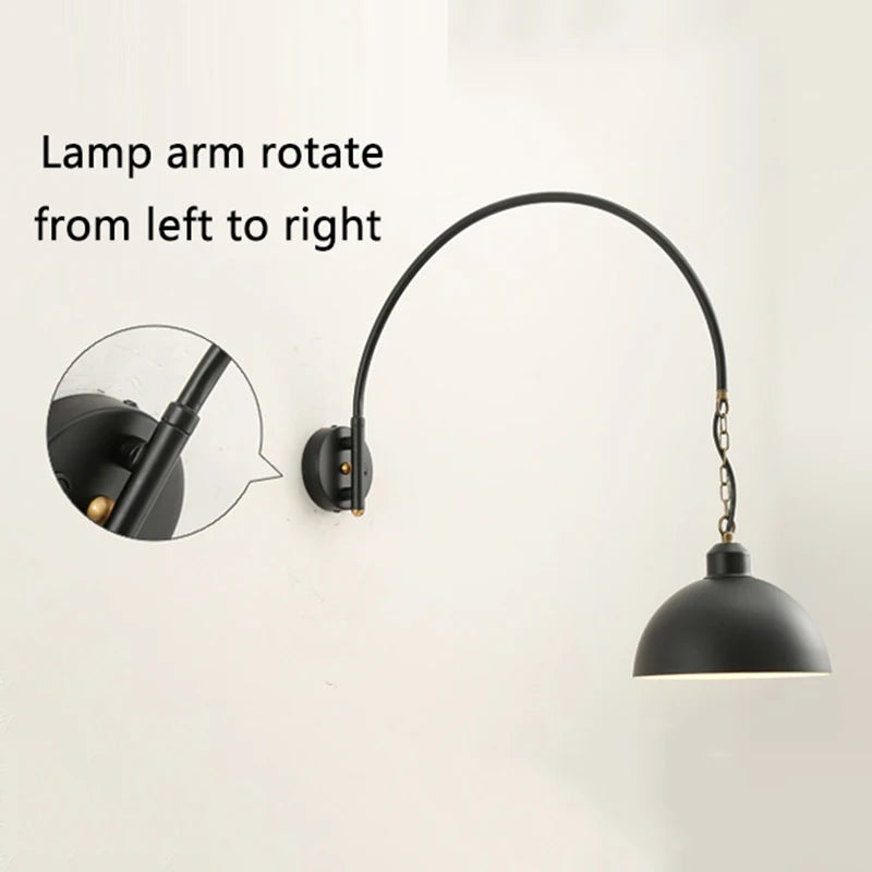 Long Pole Wall Lamps Industrial Vintage Living Room Wall Light Long Swing Arm Restaurant Dining Table Wall Mount Lights Black - vue 6 sur 14