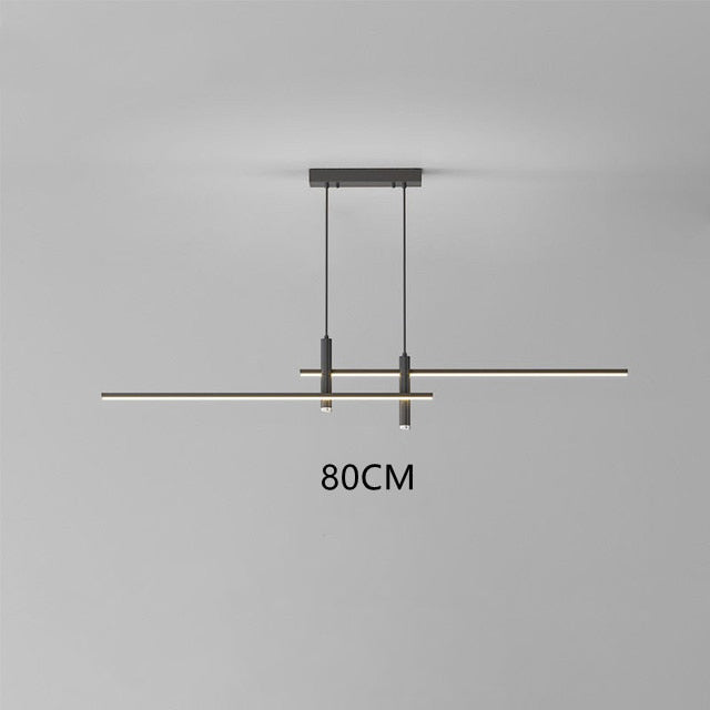 Lustre design LED minimaliste en barre métallique Sarno - vue 7 sur 12
