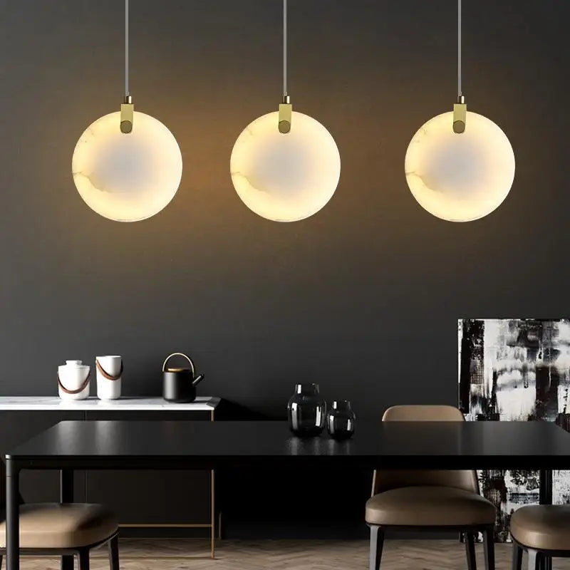 lustre led en marbre naturel avec fil réglable en laiton