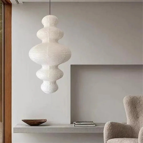 Noguchi wabi sabi rice paper pendant light minimalist vintage design - vue 5 sur 8