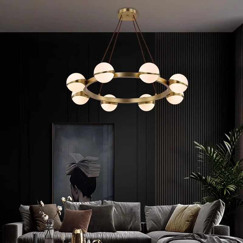Lustre design rond avec boules LED - vue 4 sur 13