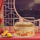 Handmade Woven Basket With Hollow Cover, 26x26x10cm Kitchen Bamboo Woven Tote Basket For New Year And Spring Festival