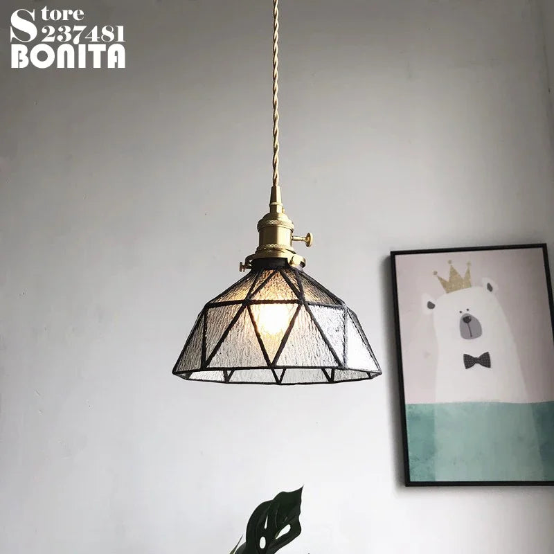 suspension en verre pur avec design ondulé en cuivre - vue 4 sur 9