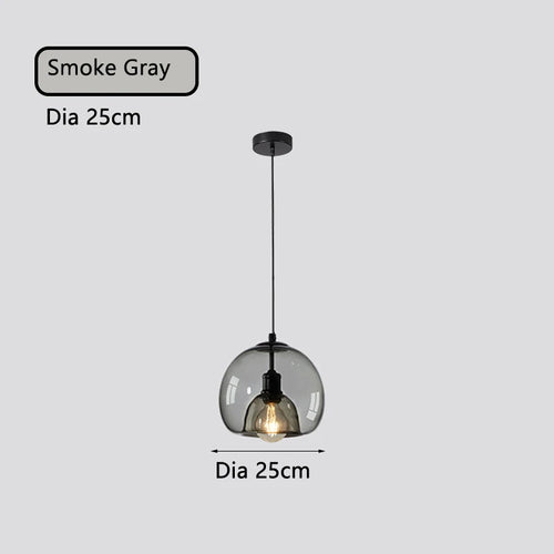 lampe verre table industrielle suspendue fumée gris ambre led e27 suspension