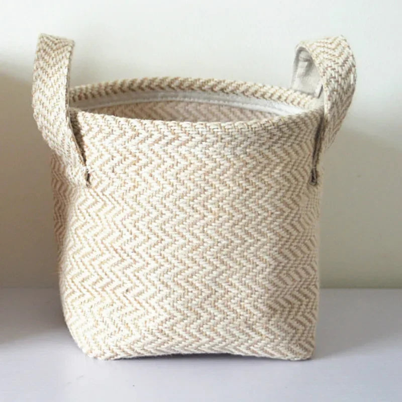 panier de rangement en toile de jute tissée multifonctionnel - vue 7 sur 8