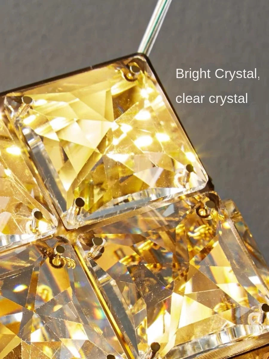 Modern Light Luxury K9 Crystal Villa Living Room Elevated loft Apartment Jumping Floor Rotating Hotel Duplex Floor Pendant Light - vue 6 sur 7