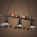 lustre vintage industriel en forme de boule de billard avec abat-jour en verre