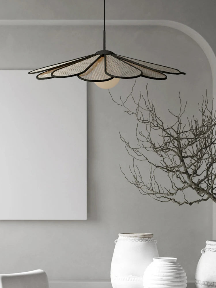 lustre créatif en rotin style japonais moderne et nordique - vue 4 sur 8
