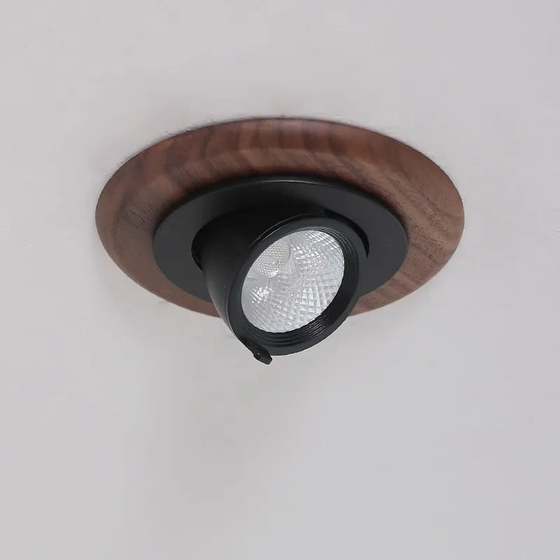 Walnut Wood Wall Wash Light, Modern Wabi-Sabi Vintage, Rotatable Recessed Spotlight for Living Room, Dining Room, Bedroom, Study - vue 5 sur 8
