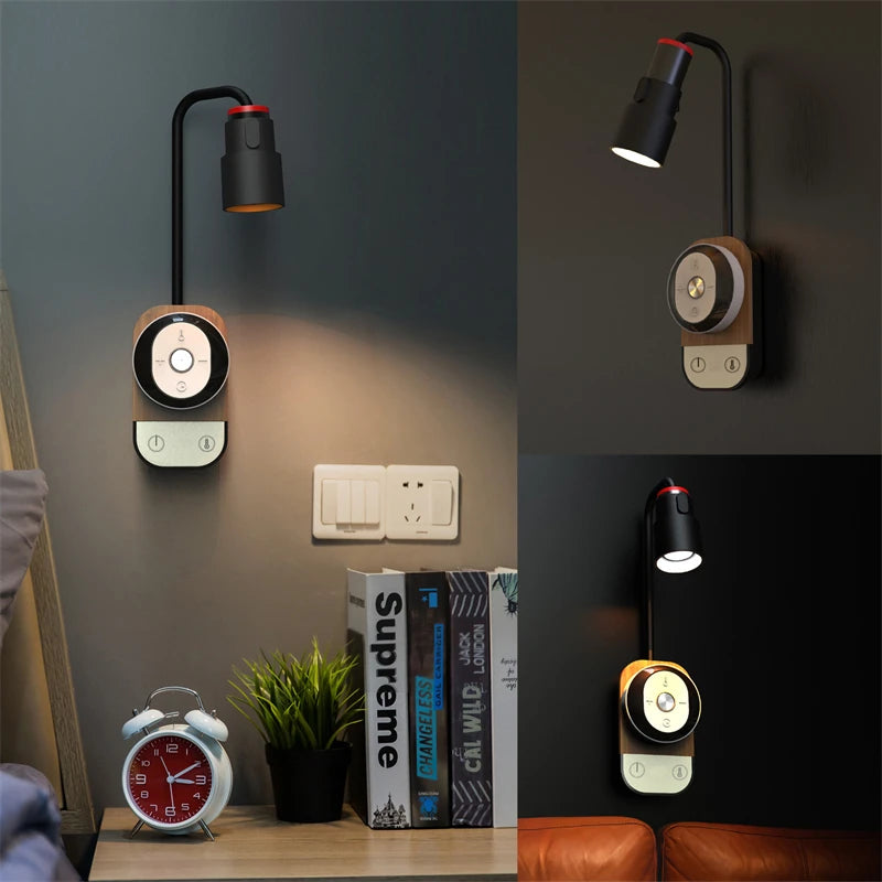 lampe de chevet led moderne nordique rechargeable avec télécommande réglable - vue 5 sur 8