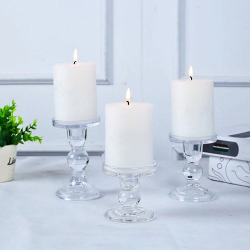 bougeoirs en verre transparent pour décoration intérieure et événements - vue 5 sur 9