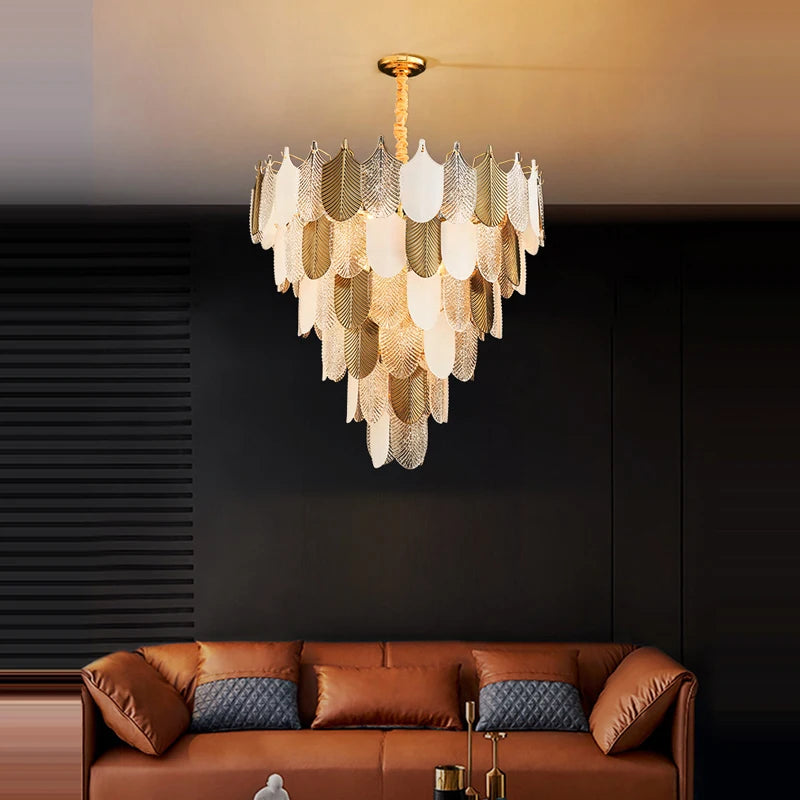 suspension moderne en acier inoxydable et verre décoratif - vue 6 sur 13