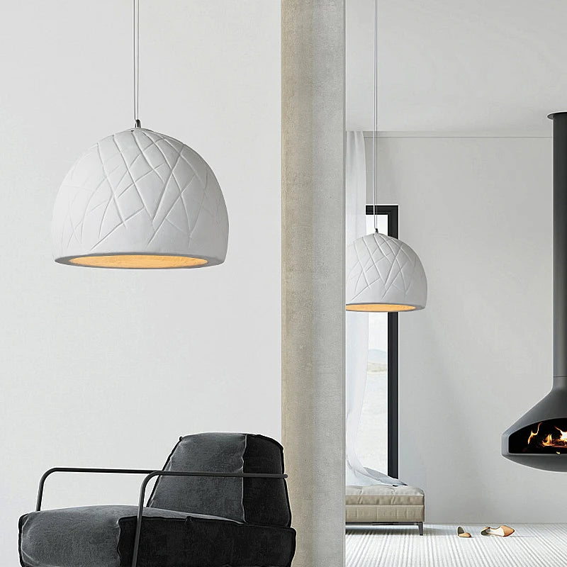 lustre led semi circulaire style wabi sabi nordique créatif - vue 4 sur 8