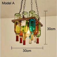 Lustre Bouteille de vin en verre E27 LED Vintage américain rétro industriel Bar créatif café Restaurant éclairage