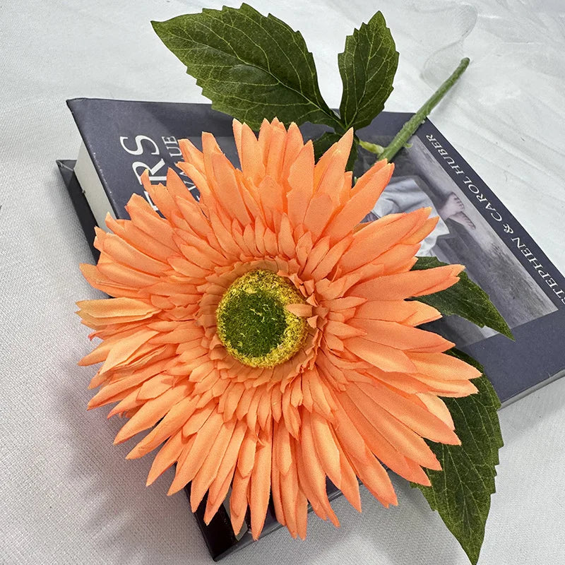gerbera simple avec feuilles pour décoration de mariage et fête - vue 11 sur 15