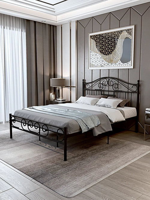 Modern minimalist hotel rental room, 1.8-meter single and double bed, wrought iron bed - vue 2 sur 11