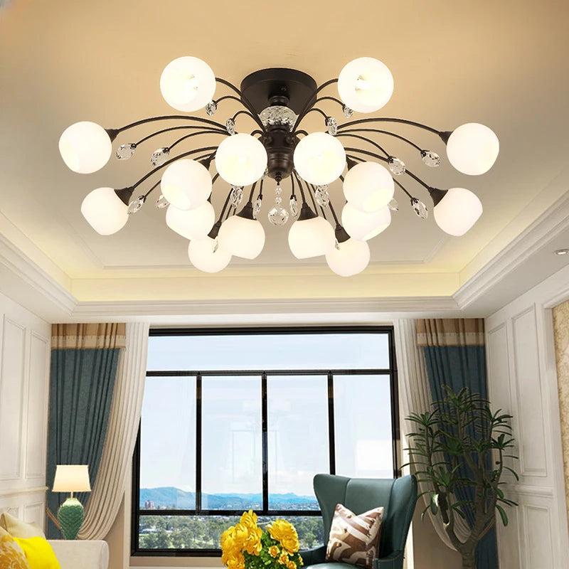 Plafonnier Salon Phare Lumière Luxe Cristal Chambre Lumière Lampes