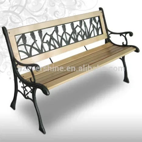 chaises de jardin en fonte et bois style antique - vue 7 sur 7