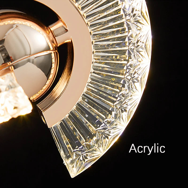 lustre nordique en cristal acrylique avec éclairage led - vue 7 sur 7