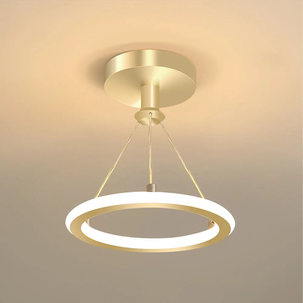 lustre led créatif nordique cercle rond éclairage restaurant - vue 7 sur 8