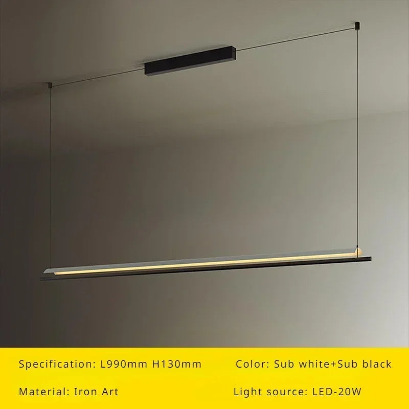 lustre suspendu moderne nordique éclairage design long et simple - vue 11 sur 12