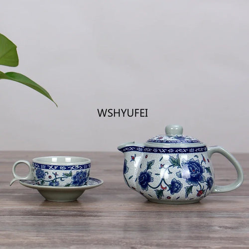 Théière céramique jingdezhen motif traditionnel avec filtre