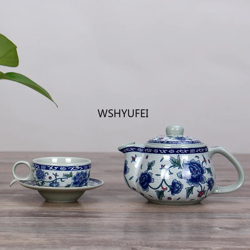 Théière céramique jingdezhen motif traditionnel avec filtre - vue 5 sur 7