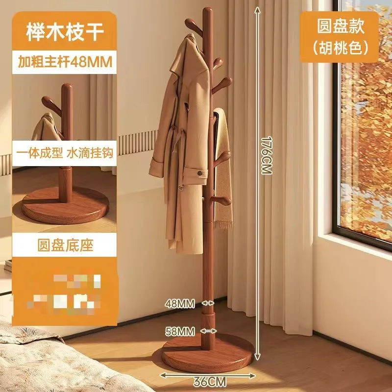 Solid Wood Clothes Hanger, Floor Standing Rack, Household Clothes Rack, Vertical Clothes Pole, Bedroom Rack Coat Rack Stand - vue 8 sur 8