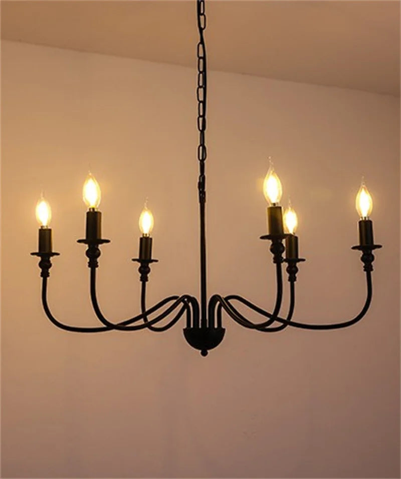 lustre en fer noir avec éclairage led pour intérieur moderne - vue 7 sur 6