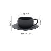 Tasse retro ceramique avec soucoupe motif pierre brute