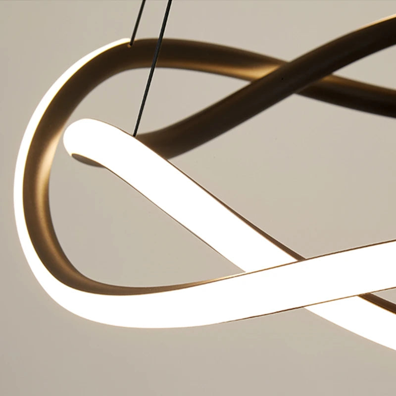 lustre à anneau géométrique led design simple créatif en aluminium - vue 5 sur 12