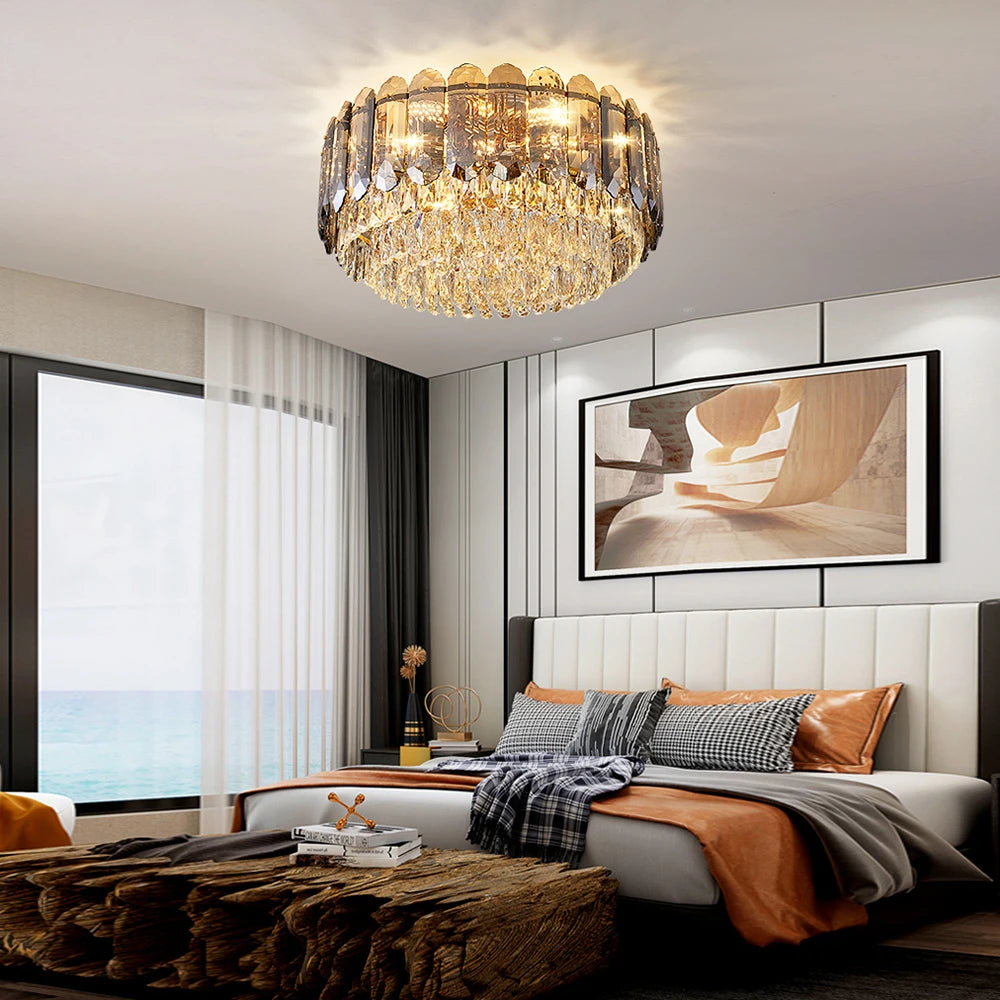 plafonnier led smokey gris luxe moderne déco intérieur salon collection 2023 - vue 6 sur 28