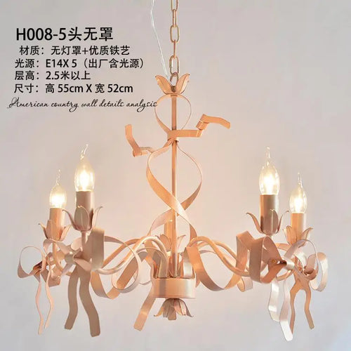 lustre en ruban rose pour chambre d'enfant élégante - vue 14 sur 14