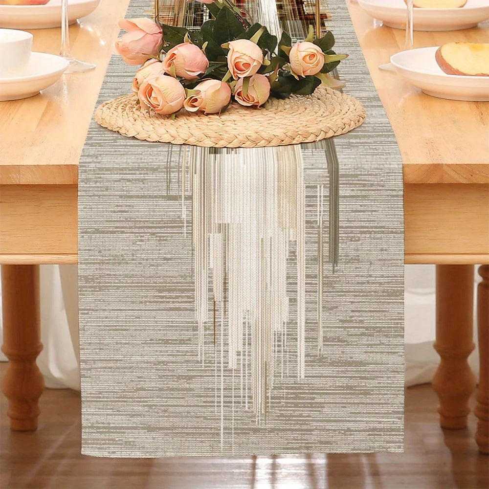 Chemin de table motifs rayures abstraites style minimaliste - vue 2 sur 6