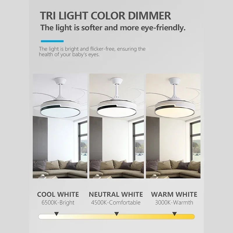 plafonnier ventilateur de plafond lumineux et silencieux - vue 3 sur 13