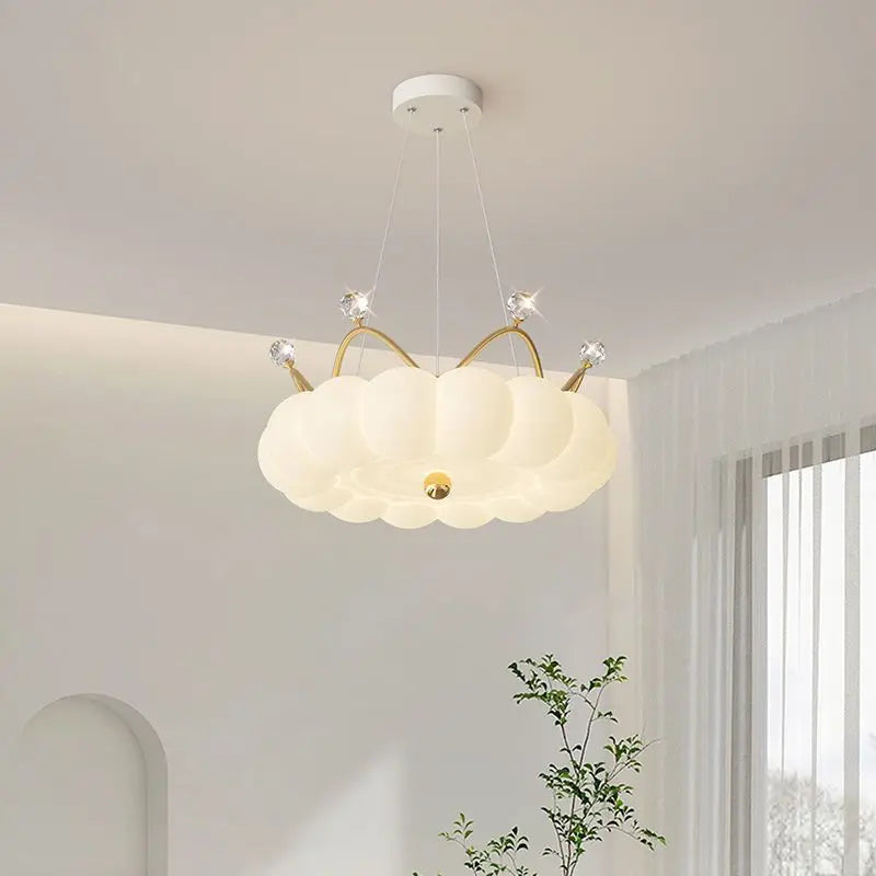 lustre moderne led avec suspension couronne option télécommande - vue 5 sur 12