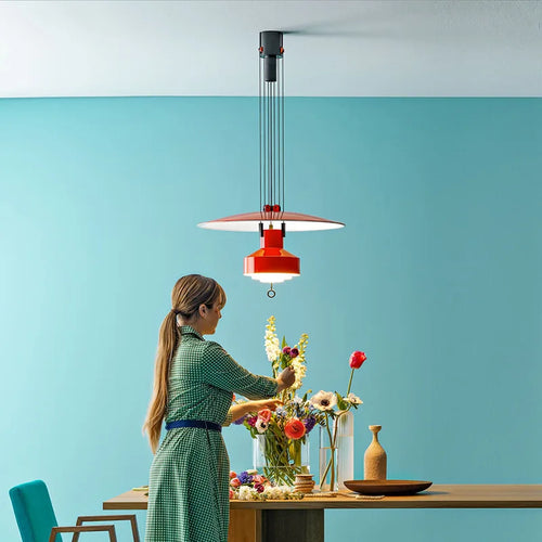 Height Adjustable Suspension Italian Designer Pendant Lamp Hanging Light For Kitchen Restaurant Living Dining Room - vue 4 sur 14