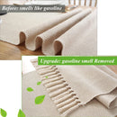 Chemin de table en lin brodé rustique beige
